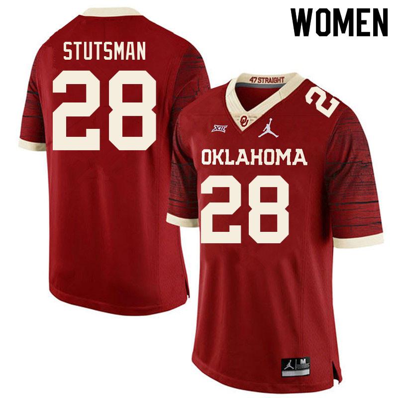 Women #28 Danny Stutsman Oklahoma Sooners College Football Jerseys Sale-Retro